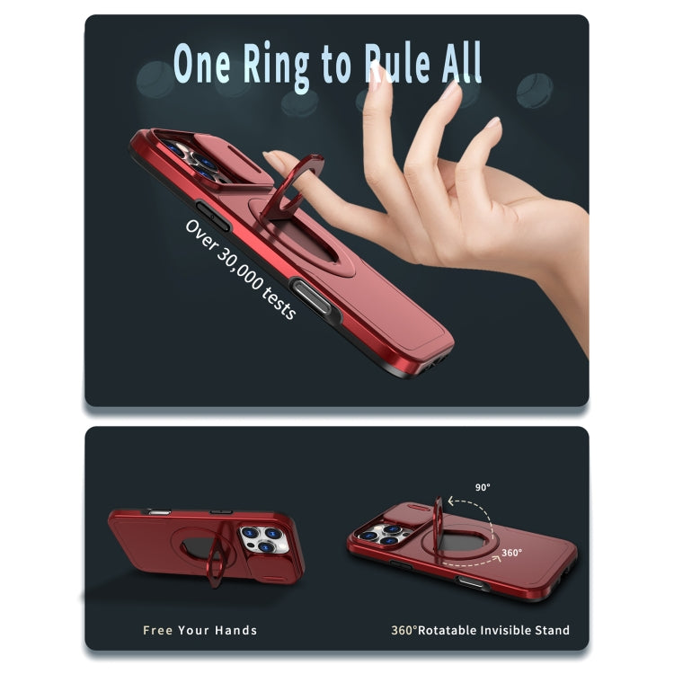 For iPhone 16 Pro Max Camshield MagSafe Ring Holder Armor Phone Case(Red) - iPhone 16 Pro Max Cases by PMC TechLife | Online Shopping South Africa | PMC TechLife | Buy Now Pay Later Mobicred