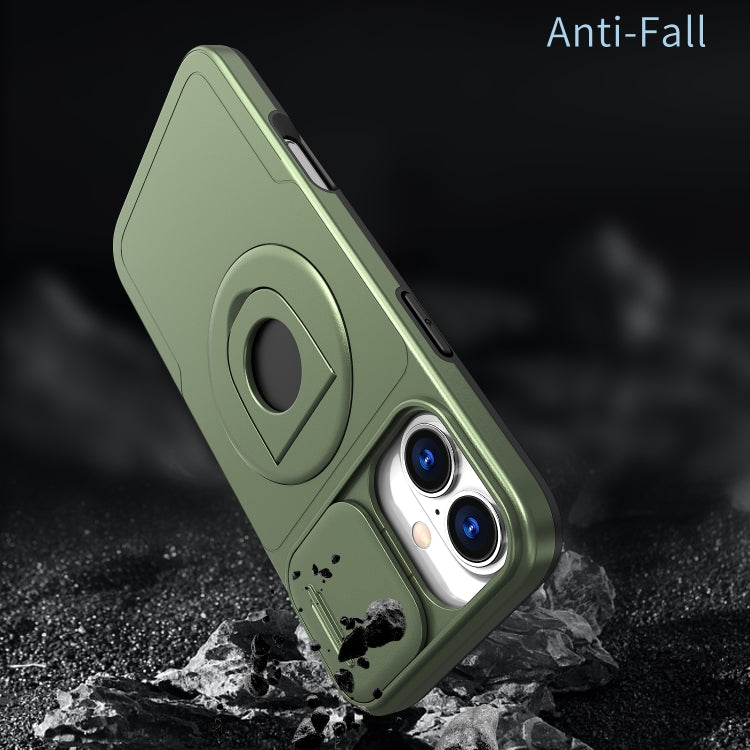 For iPhone 16 Plus Camshield MagSafe Ring Holder Armor Phone Case(Olive Green) - iPhone 16 Plus Cases by PMC Jewellery | Online Shopping South Africa | PMC Jewellery | Buy Now Pay Later Mobicred