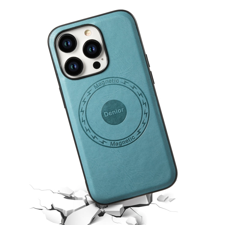 For iPhone 14 Plus Denior Cowhide Texture Leather MagSafe Phone Case(Blue) - free shipping - PMC TechLife - Order now!