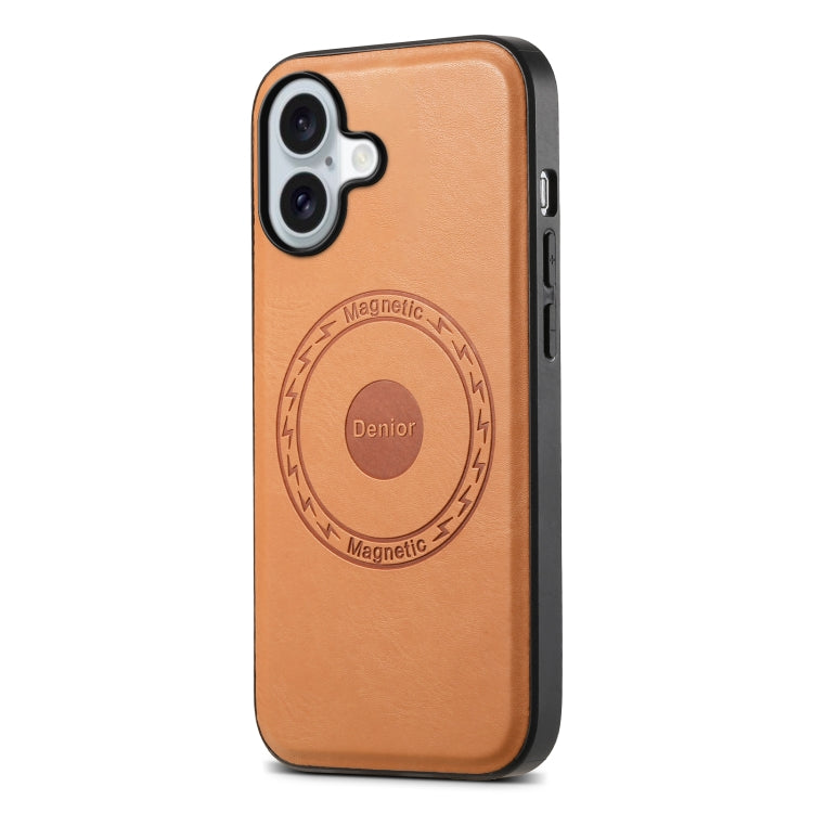 For iPhone 16 Plus Denior Cowhide Texture Leather MagSafe Phone Case(Khaki) - free shipping - PMC TechLife - Order now!