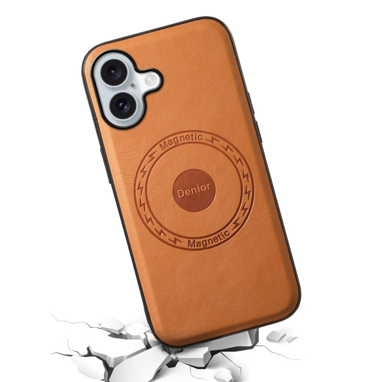 For iPhone 16 Plus Denior Cowhide Texture Leather MagSafe Phone Case(Khaki) - free shipping - PMC TechLife - Order now!