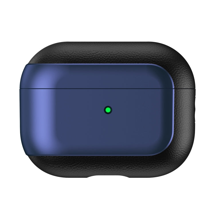 For AirPods Pro Electroplated Leather Texture Wireless Earphones Protective Case(Navy Blue) - For AirPods Pro by PMC TechLife | Online Shopping South Africa | PMC TechLife