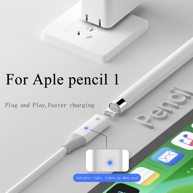 For Apple Pencil 1 USB to 8 Pin Stylus Charging Cable with Indicator Light, Length:1m(White) - Pencil Accessories by PMC Jewellery | Online Shopping South Africa | PMC Jewellery | Buy Now Pay Later Mobicred