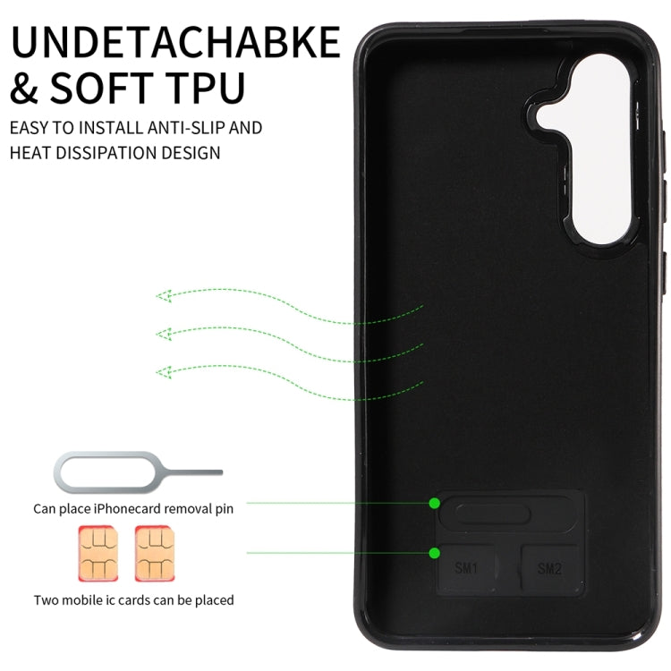 For Samsung Galaxy S24+ 5G Calf Texture Card Slot Ring Holder Phone Case(Blue) - Galaxy S24+ 5G Cases by PMC TechLife | Online Shopping South Africa | PMC TechLife