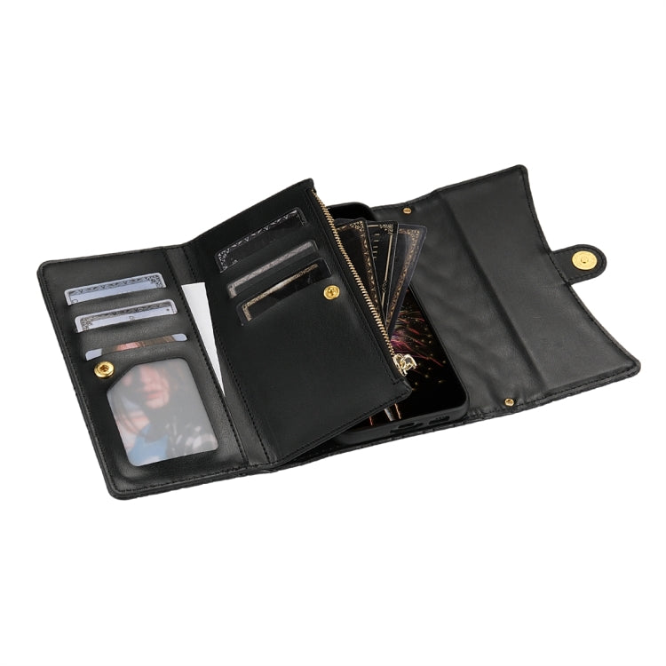 For Google Pixel 6a Zipper Multi-Card Wallet Rhombic Leather Phone Case(Black) - Google Cases by PMC TechLife | Online Shopping South Africa | PMC TechLife | Buy Now Pay Later Mobicred