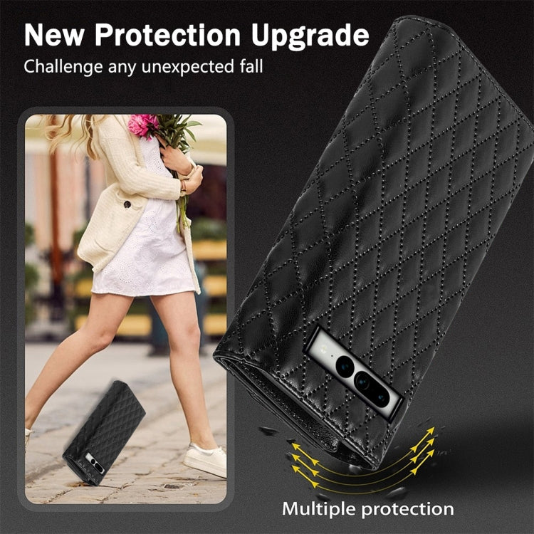 For Google Pixel 6 Pro Zipper Multi-Card Wallet Rhombic Leather Phone Case(Black) - Google Cases by PMC TechLife | Online Shopping South Africa | PMC TechLife | Buy Now Pay Later Mobicred