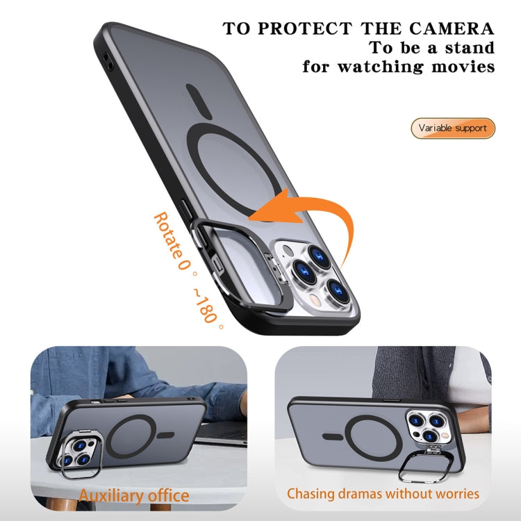 For iPhone 14 Pro Metal Invisible Camera Holder MagSafe Magnetic Phone Case(Black) - iPhone 14 Pro Cases by PMC TechLife | Online Shopping South Africa | PMC TechLife | Buy Now Pay Later Mobicred