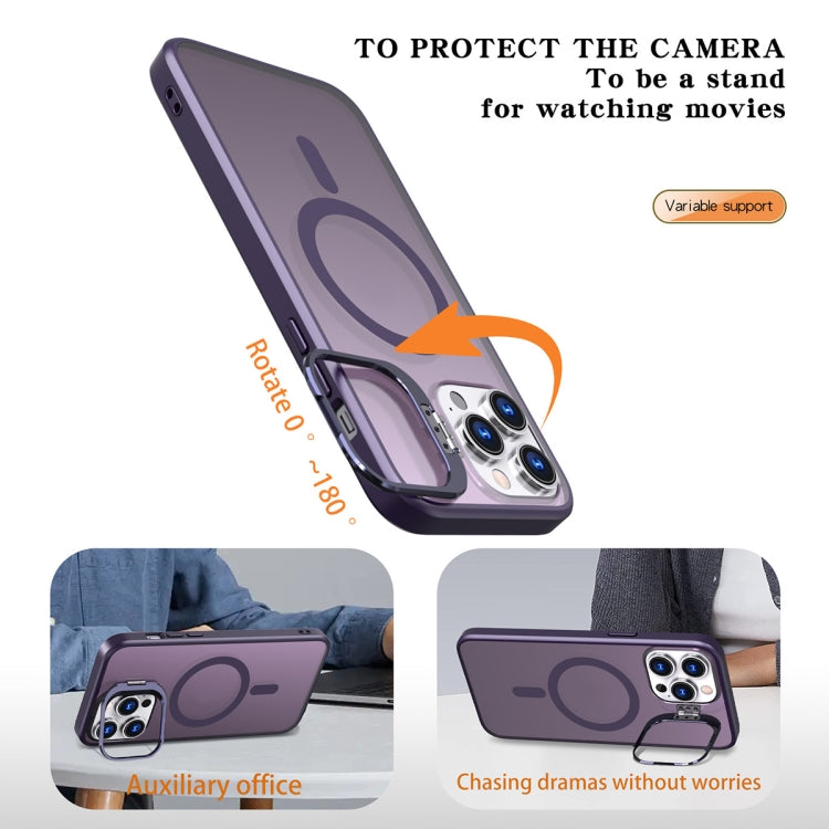 For iPhone 14 Pro Metal Invisible Camera Holder MagSafe Magnetic Phone Case(Purple) - iPhone 14 Pro Cases by PMC TechLife | Online Shopping South Africa | PMC TechLife