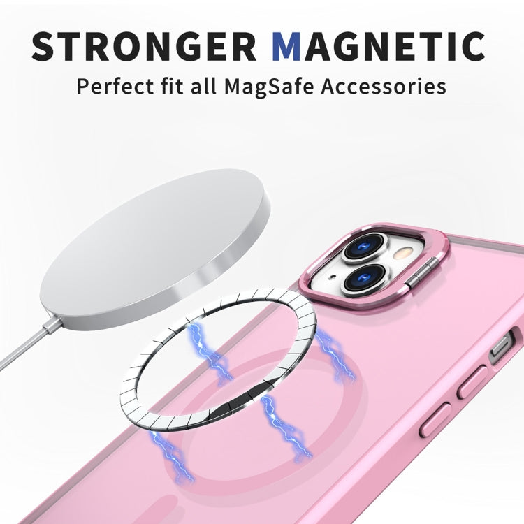 For iPhone 14 Plus Metal Invisible Camera Holder MagSafe Magnetic Phone Case(Pink) - iPhone 14 Plus Cases by PMC TechLife | Online Shopping South Africa | PMC TechLife