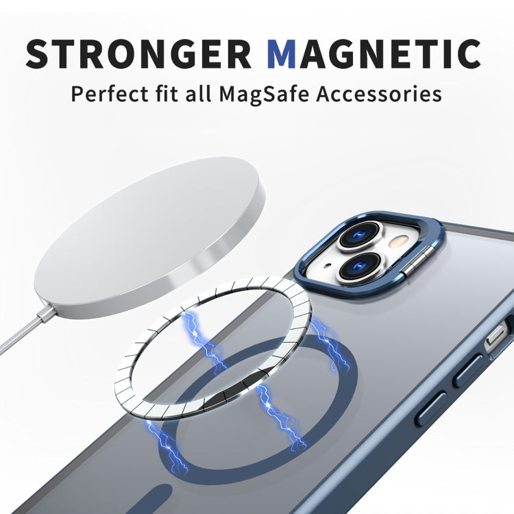 For iPhone 13 Metal Invisible Camera Holder MagSafe Magnetic Phone Case(Blue) - iPhone 13 Cases by PMC TechLife | Online Shopping South Africa | PMC TechLife