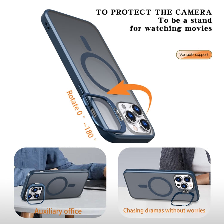For iPhone 13 Pro Metal Invisible Camera Holder MagSafe Magnetic Phone Case(Blue) - iPhone 13 Pro Cases by PMC TechLife | Online Shopping South Africa | PMC TechLife