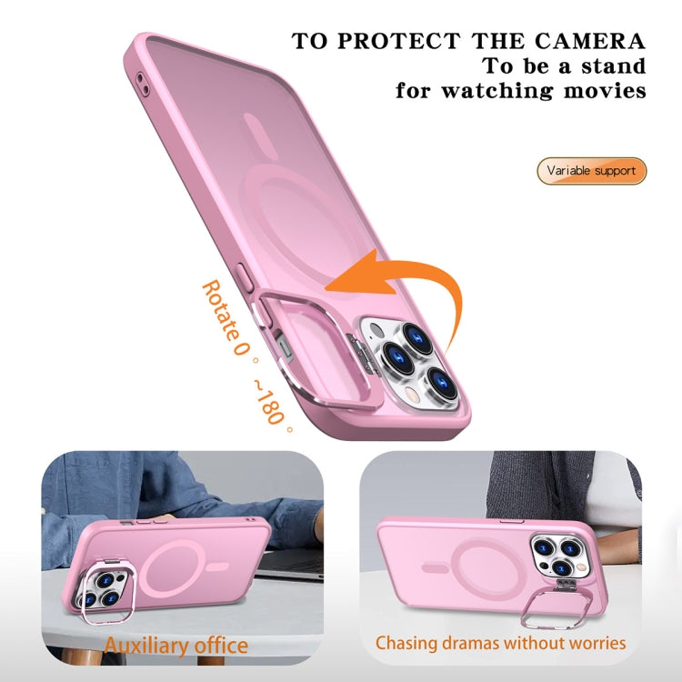 For iPhone 11 Pro Max Metal Invisible Camera Holder MagSafe Magnetic Phone Case(Pink) - iPhone 11 Pro Max Cases by PMC Jewellery | Online Shopping South Africa | PMC Jewellery