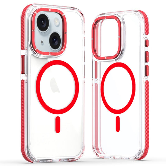 For iPhone 14 Plus Dual-Color Clear Acrylic Hybrid TPU MagSafe Phone Case(Red) - iPhone 14 Plus Cases by PMC Jewellery | Online Shopping South Africa | PMC Jewellery