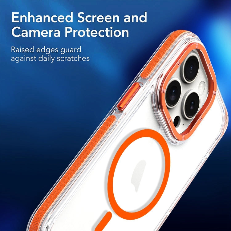 For iPhone 15 Pro Max Dual-Color Clear Acrylic Hybrid TPU MagSafe Phone Case(Orange) - iPhone 15 Pro Max Cases by PMC TechLife | Online Shopping South Africa | PMC TechLife
