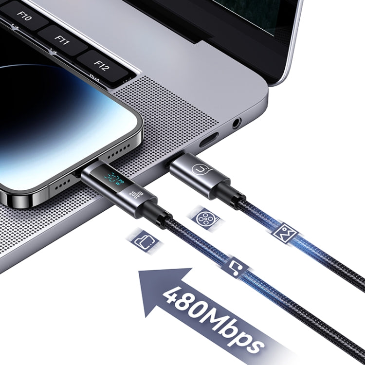 USAMS US-SJ672 Type-C To 8 Pin 30W Fast Charge Digital Display Data Cable, Length: 1.2m(Black) - free shipping - PMC Jewellery - Order now!