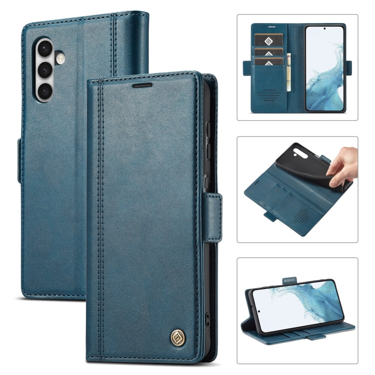 For Samsung Galaxy S24 LC.IMEEKE Skin-friendly Card Slots Leather Phone Case(Blue) - Galaxy S24 5G Cases by LC.IMEEKE | Online Shopping South Africa | PMC Jewellery | Buy Now Pay Later Mobicred