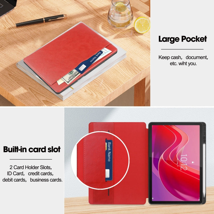 For Lenovo Tab M11/ Xiaoxin Pad 11 2024 Ultimate Pure Color Leather Smart Tablet Case(Red) - Lenovo by PMC Jewellery | Online Shopping South Africa | PMC Jewellery | Buy Now Pay Later Mobicred