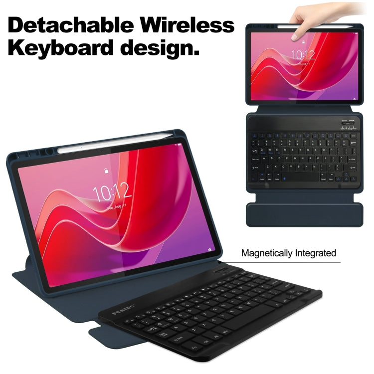 For Lenovo Tab M11/Xiaoxin Pad 11 2024 360 Rotation Transparent Smart Leather Case with Keyboard(Dark Blue) - free shipping - PMC Jewellery - Order now!