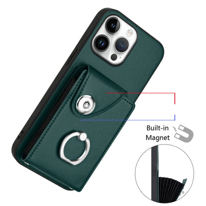 For iPhone 16 Pro Max Organ Card Bag Ring Holder Phone Case with Long Lanyard(Green) - iPhone 16 Pro Max Cases by PMC Jewellery | Online Shopping South Africa | PMC Jewellery | Buy Now Pay Later Mobicred