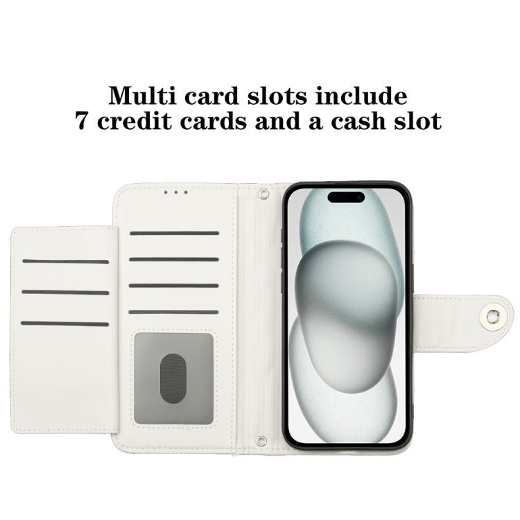 For iPhone SE 2024 Rhombic Texture Flip Leather Phone Case with Lanyard(White) - More iPhone Cases by PMC Jewellery | Online Shopping South Africa | PMC Jewellery | Buy Now Pay Later Mobicred