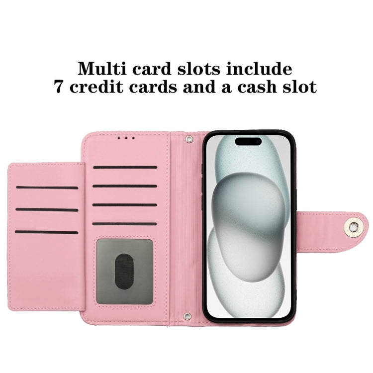 For iPhone SE 2024 Rhombic Texture Flip Leather Phone Case with Lanyard(Pink) - More iPhone Cases by PMC Jewellery | Online Shopping South Africa | PMC Jewellery | Buy Now Pay Later Mobicred