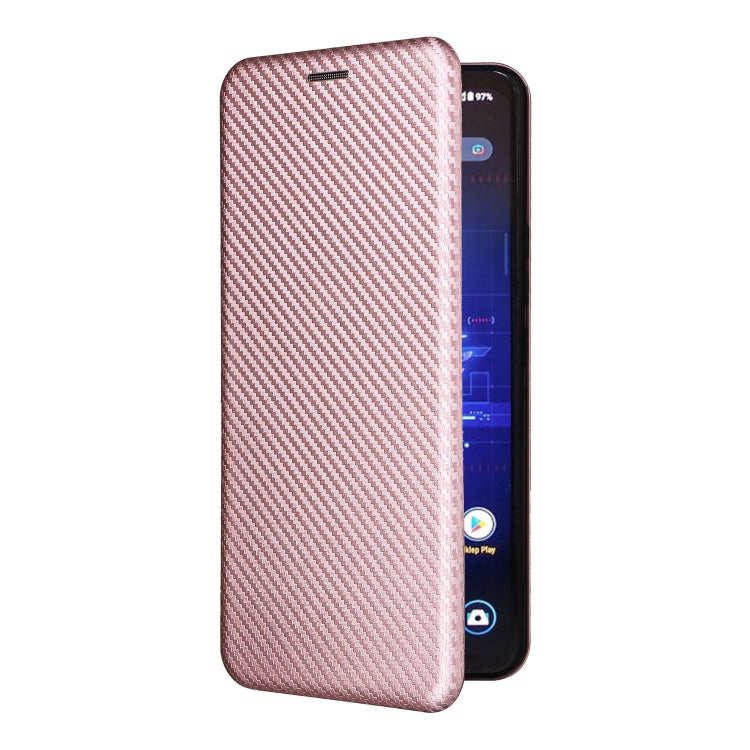 For ASUS ROG Phone 8 Carbon Fiber Texture Flip Leather Phone Case(Pink) - ASUS Cases by PMC TechLife | Online Shopping South Africa | PMC TechLife | Buy Now Pay Later Mobicred