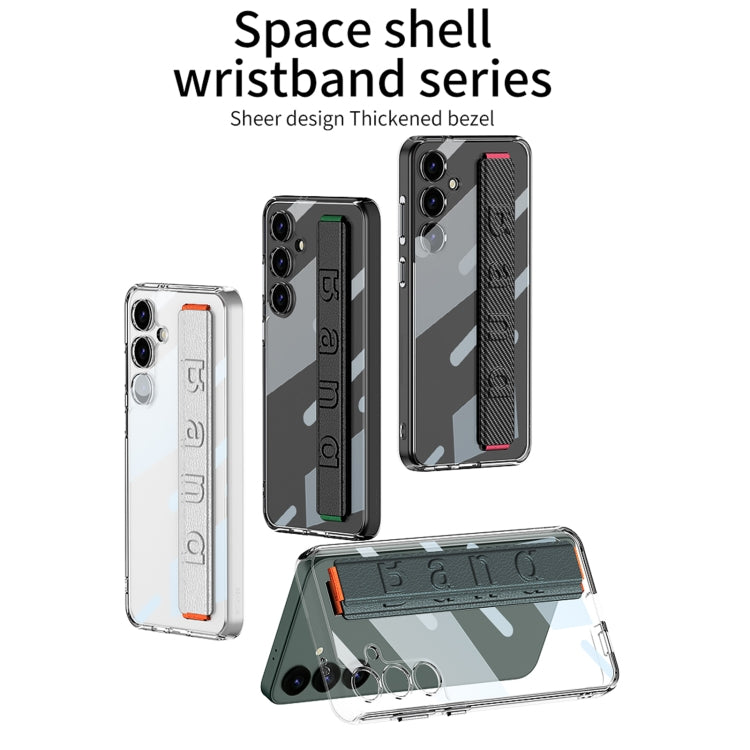 For Samsung Galaxy S24 5G GKK Space Frame Transparent PC + TPU Phone Case with Wrist Strap(White) - free shipping - PMC Jewellery - Order now!