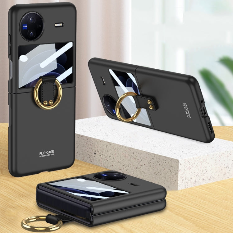 For vivo X Flip GKK Integrated Ultra-thin Full Coverage Phone Case with Ring Holder(Black) - vivo Cases by GKK | Online Shopping South Africa | PMC Jewellery | Buy Now Pay Later Mobicred