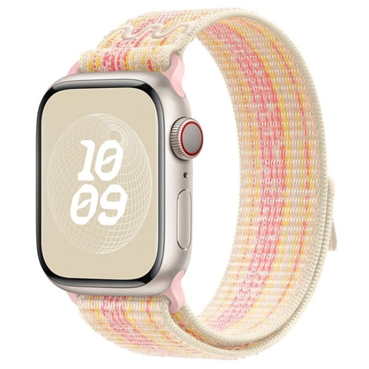 For Apple Watch Series 10 42mm / 9 41mm Loop Nylon Watch Band(Starlight Yellow Pink) - free shipping - PMC TechLife - Order now!
