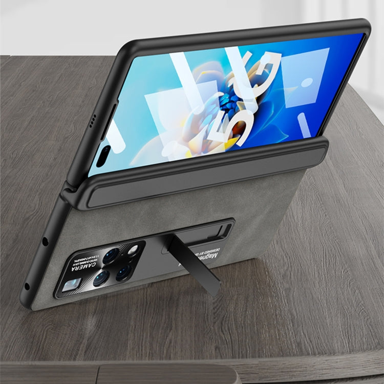 For Huawei Mate X2 GKK Integrated Frosted Leather HD Fold Hinge Phone Case with Holder(Black) - Huawei Cases by GKK | Online Shopping South Africa | PMC Jewellery | Buy Now Pay Later Mobicred