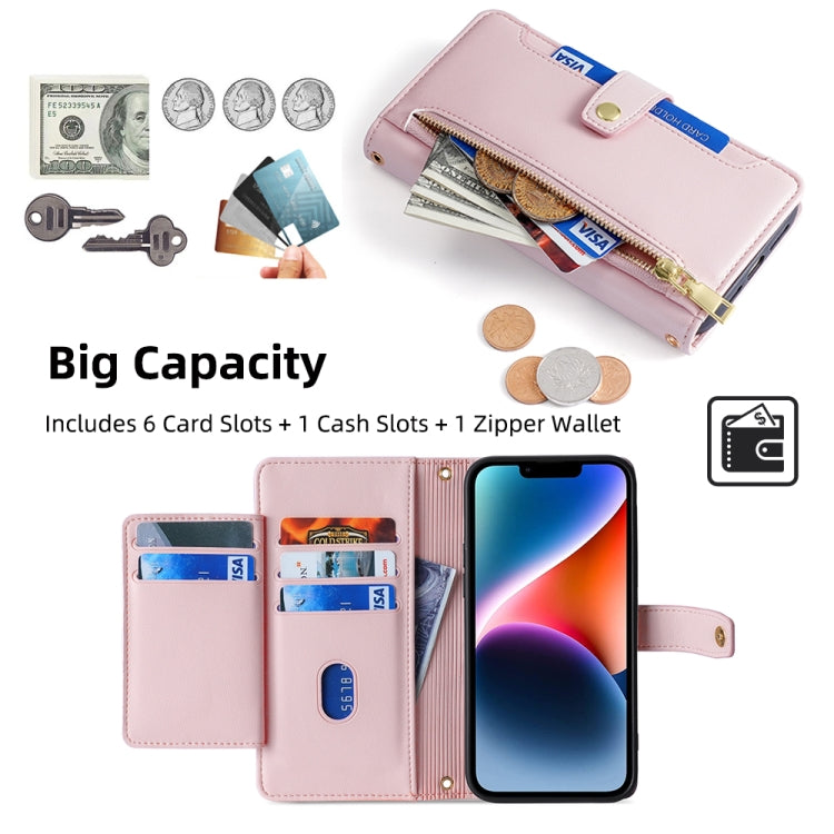 For Itel A48 Sheep Texture Cross-body Zipper Wallet Leather Phone Case(Pink) - More Brand by PMC TechLife | Online Shopping South Africa | PMC TechLife | Buy Now Pay Later Mobicred