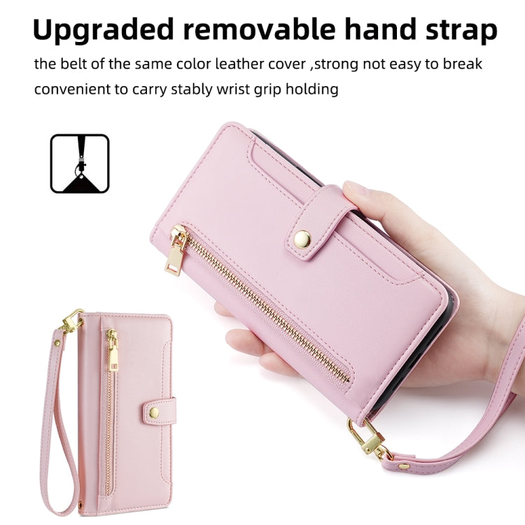 For Itel A48 Sheep Texture Cross-body Zipper Wallet Leather Phone Case(Pink) - More Brand by PMC TechLife | Online Shopping South Africa | PMC TechLife | Buy Now Pay Later Mobicred