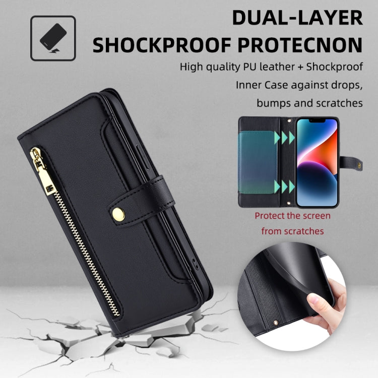 For itel Vision 1 Pro Sheep Texture Cross-body Zipper Wallet Leather Phone Case(Black) - free shipping - PMC TechLife - Order now!