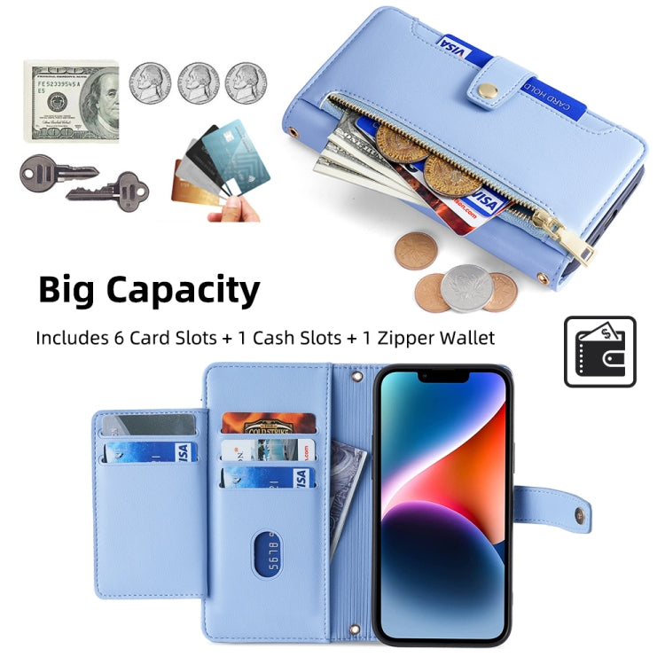 For Itel P55+ 4G Sheep Texture Cross-body Zipper Wallet Leather Phone Case(Blue) - More Brand by PMC TechLife | Online Shopping South Africa | PMC TechLife | Buy Now Pay Later Mobicred