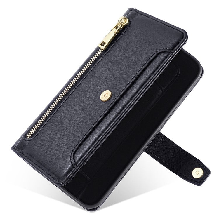 For Itel S24 4G Sheep Texture Cross-body Zipper Wallet Leather Phone Case(Black) - More Brand by PMC TechLife | Online Shopping South Africa | PMC TechLife | Buy Now Pay Later Mobicred