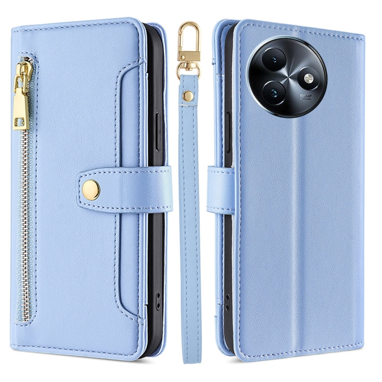 For Itel S24 4G Sheep Texture Cross-body Zipper Wallet Leather Phone Case(Blue) - More Brand by PMC TechLife | Online Shopping South Africa | PMC TechLife | Buy Now Pay Later Mobicred