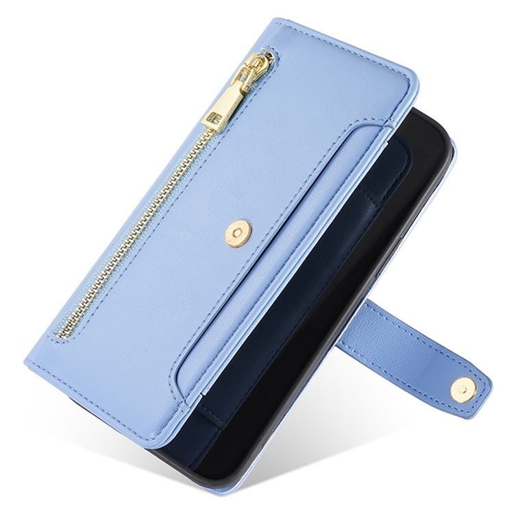 For Itel S24 4G Sheep Texture Cross-body Zipper Wallet Leather Phone Case(Blue) - More Brand by PMC TechLife | Online Shopping South Africa | PMC TechLife | Buy Now Pay Later Mobicred
