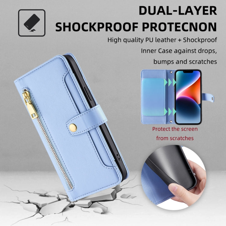 For itel A50C 4G Sheep Texture Cross-body Zipper Wallet Leather Phone Case(Blue) - free shipping - PMC TechLife - Order now!