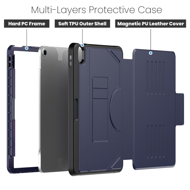 For iPad Air 11 2024 Notebook Magnetic Leather Tablet Case(Navy Blue) - iPad Air 11 2024 Cases by PMC TechLife | Online Shopping South Africa | PMC TechLife | Buy Now Pay Later Mobicred