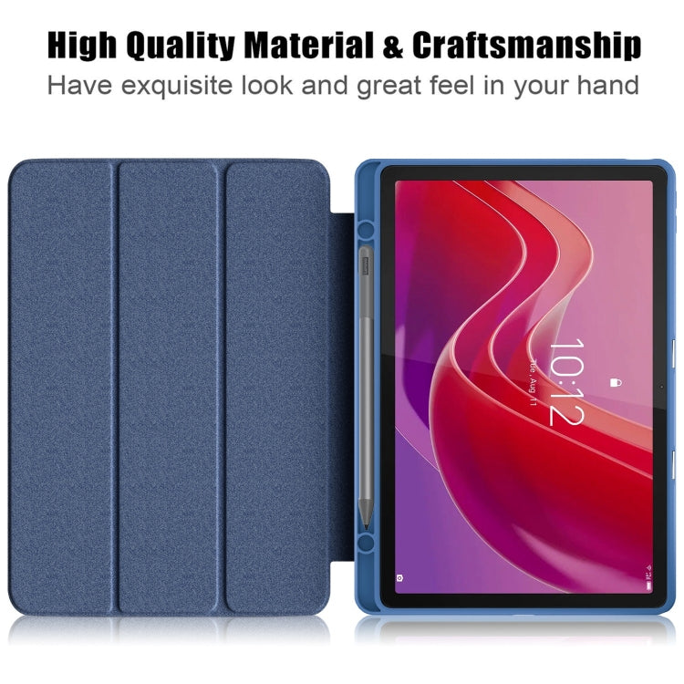 For Lenovo Tab M11 / Xiaoxin Pad 2024 Acrylic 3-Fold Solid Color Smart Leather Tablet Case(Dark Blue) - Lenovo by PMC Jewellery | Online Shopping South Africa | PMC Jewellery | Buy Now Pay Later Mobicred