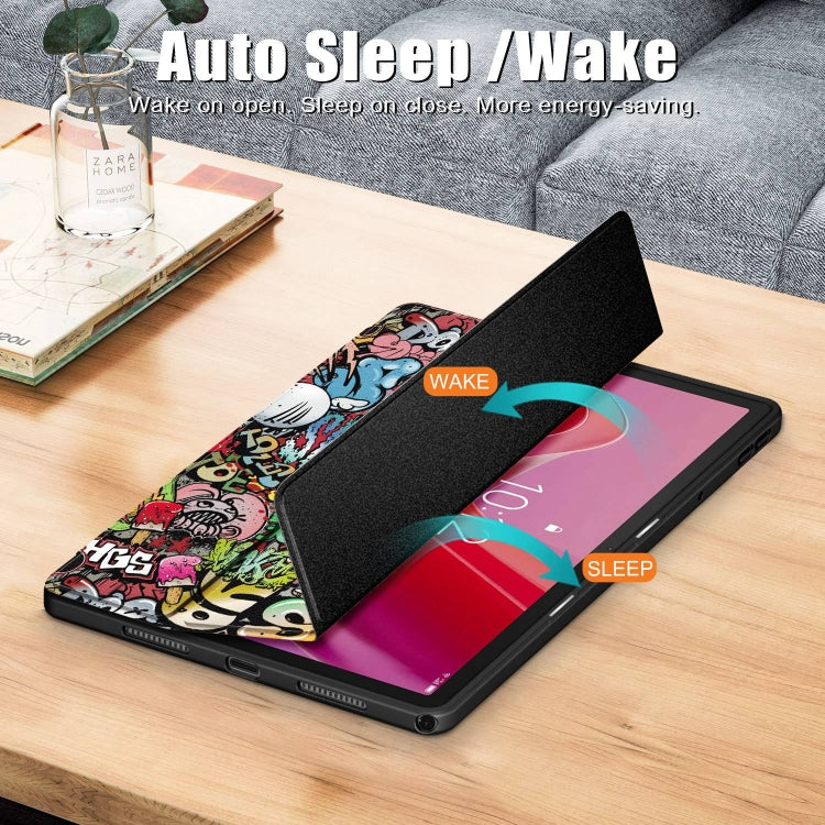 For Lenovo Tab M11 / Xiaoxin Pad 2024 Acrylic 3-Fold Painted Smart Leather Tablet Case(Graffiti) - Lenovo by PMC Jewellery | Online Shopping South Africa | PMC Jewellery | Buy Now Pay Later Mobicred