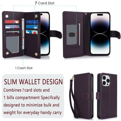 For iPhone 16 Plus Multi-Card Wallet RFID Leather Phone Case(Dark Purple) - iPhone 16 Plus Cases by PMC Jewellery | Online Shopping South Africa | PMC Jewellery | Buy Now Pay Later Mobicred