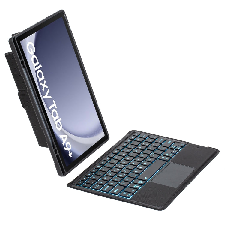 For Samsung Galaxy Tab A9+ X210 TA09B-AS Pen Tray Style Detachable Bluetooth Keyboard Leather Case with Touch Backlight(Black) - Samsung Keyboard by PMC TechLife | Online Shopping South Africa | PMC TechLife | Buy Now Pay Later Mobicred