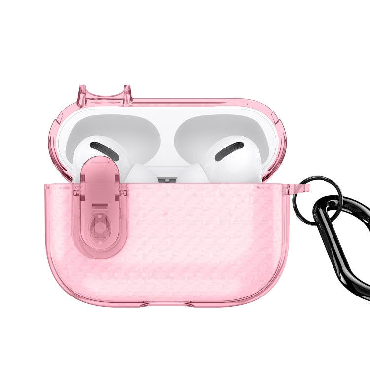 For AirPods Pro DUX DUCIS PECK Series Split Transparent Carbon Fiber Earphone Case(Pink) - For AirPods Pro by DUX DUCIS | Online Shopping South Africa | PMC Jewellery | Buy Now Pay Later Mobicred