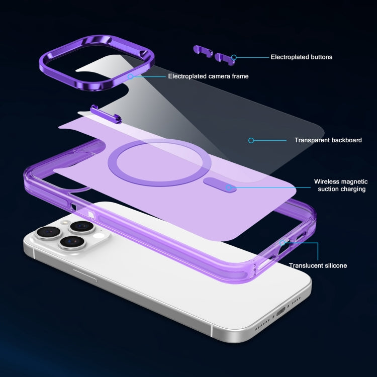 For iPhone 14 Electroplated IMD Magsafe PC Hybrid TPU Phone Case(Purple) - iPhone 14 Cases by PMC TechLife | Online Shopping South Africa | PMC TechLife
