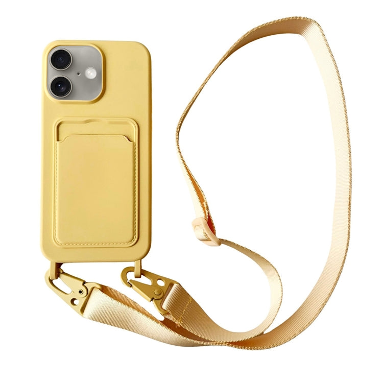 For iPhone 16 Plus Card Slot Liquid Silicone Phone Case with Lanyard(Yellow) - iPhone 16 Plus Cases by PMC TechLife | Online Shopping South Africa | PMC TechLife | Buy Now Pay Later Mobicred