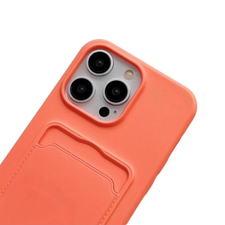 For iPhone 16 Card Slot Liquid Silicone Phone Case with Lanyard(Orange) - iPhone 16 Cases by PMC TechLife | Online Shopping South Africa | PMC TechLife | Buy Now Pay Later Mobicred
