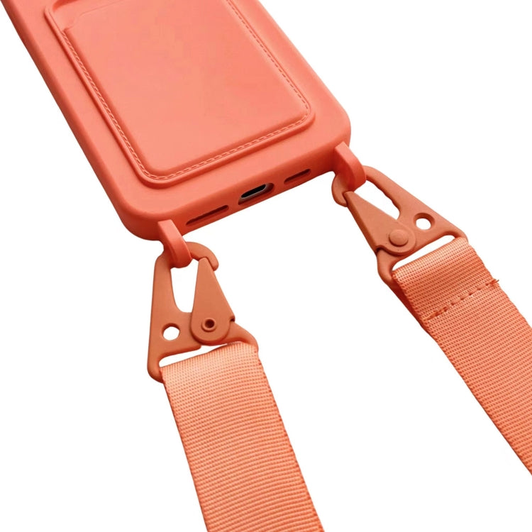 For iPhone 16 Pro Card Slot Liquid Silicone Phone Case with Lanyard(Orange) - iPhone 16 Pro Cases by PMC Jewellery | Online Shopping South Africa | PMC Jewellery | Buy Now Pay Later Mobicred