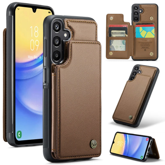 For Samsung Galaxy A15 CaseMe C22 Litchi Texture RFID Anti-theft Leather Phone Case(Brown) - Galaxy Phone Cases by CaseMe | Online Shopping South Africa | PMC Jewellery | Buy Now Pay Later Mobicred