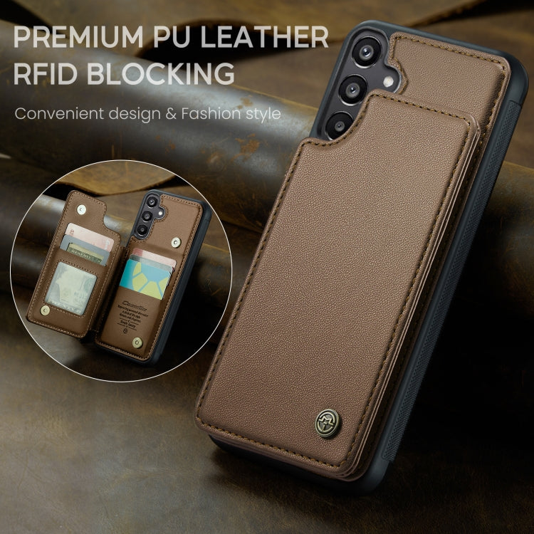 For Samsung Galaxy A15 CaseMe C22 Litchi Texture RFID Anti-theft Leather Phone Case(Brown) - Galaxy Phone Cases by CaseMe | Online Shopping South Africa | PMC Jewellery | Buy Now Pay Later Mobicred